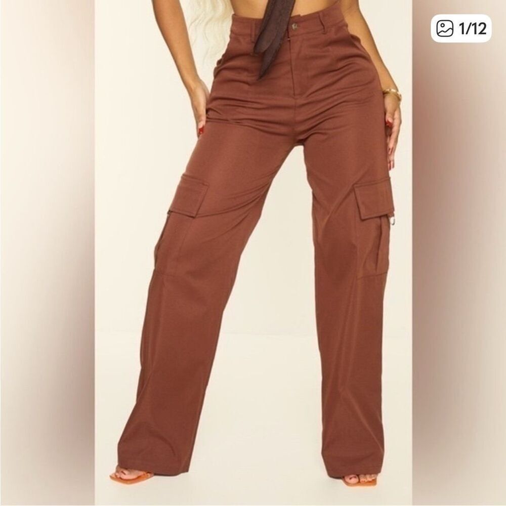 🔥🔥 5/$25 sale 🔥🔥 Pretty little thing chocolate brown wide leg cargo pants